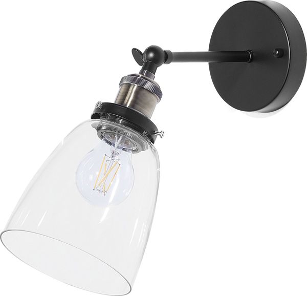 Beliani Σετ 2 Φωτιστικά Τοίχου LOVAT, Μαύρο Γυάλινο Design με Ορειχάλκινες Λεπτομέρειες