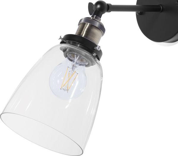 Beliani Σετ 2 Φωτιστικά Τοίχου LOVAT, Μαύρο Γυάλινο Design με Ορειχάλκινες Λεπτομέρειες