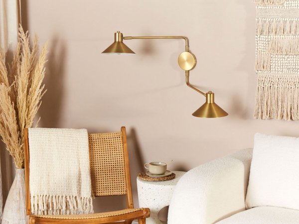 Επιτοίχιο φωτιστικό Beliani, 2φωτο μεταλλικό επιτοίχιο φωτιστικό, χρυσό KADASSA Lumarko! 13530141 4255664842633