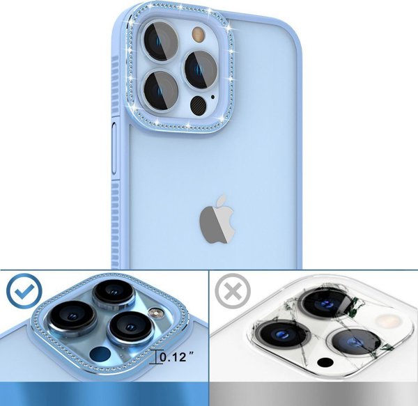 Θήκη Kingxbar Sparkle Series για iPhone 13 Pro Max με κρύσταλλα, μπλε πίσω κάλυμμα