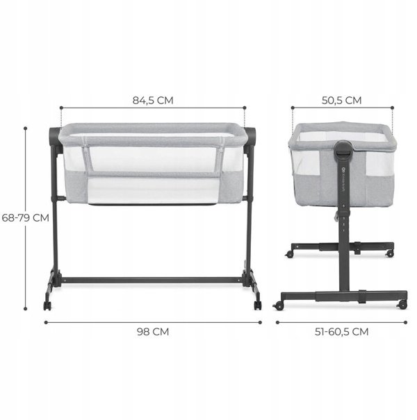 KINDERKRAFT co-sleeper Neste Up 2 LIGHT GREY, KLNEUP02LGR0000