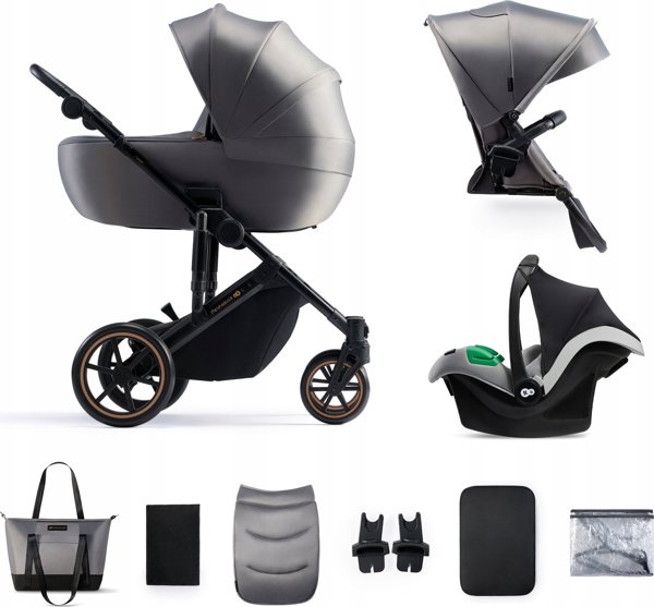 Παιδικό καρότσι KINDERKRAFT 3σε1 PRIME 2 3IN1 MINK PRO SHADOW GREY, KSPRIM02GRY300I