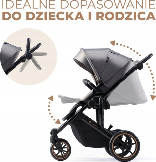Παιδικό καρότσι KINDERKRAFT 3σε1 PRIME 2 3IN1 MINK PRO SHADOW GREY, KSPRIM02GRY300I