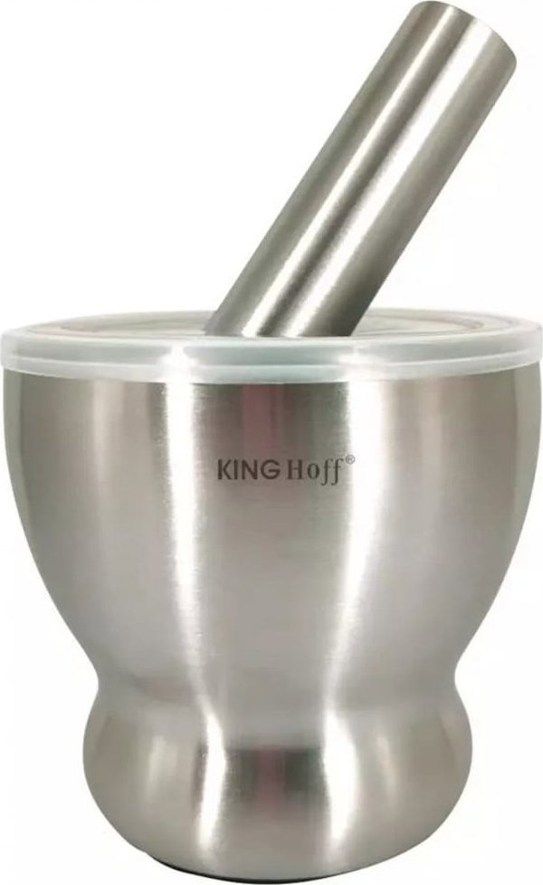 KingHoff Γουδί Ανοξείδωτο με Καπάκι KH-1661 - Ατσάλινο Εργαλείο για Μπαχαρικά και Βότανα