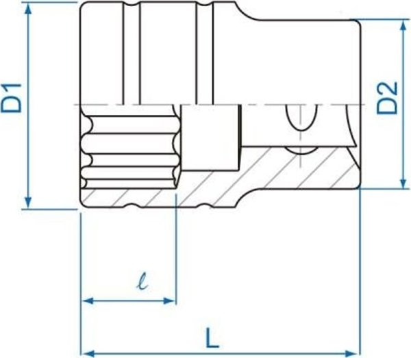 King Tony Κοντός Καρυδάκι 1/2" 36mm x 46mm 12-γωνο Cr-v King Tony