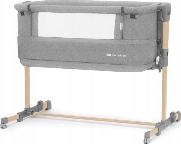 KinderKraft Kinderkraft Baby cot NESTE GROW light grey full wood KCNEGR00LGR000W