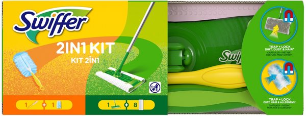 Swiffer Σετ Καθαρισμού 2in1 Σκούπα Δαπέδου και Ξεσκονόθισμα με Ανταλλακτικά Πανιά