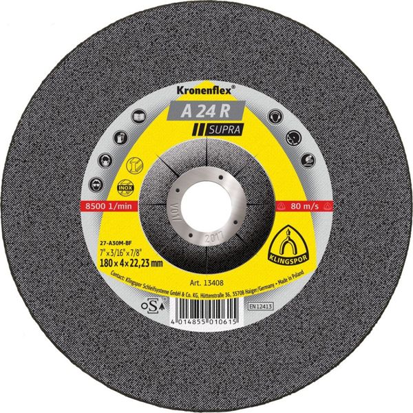 Δίσκος Κοπής Klingspor A24R Supra για Χάλυβα, 125x2.5x22mm, 1 Τεμάχιο (45430A)