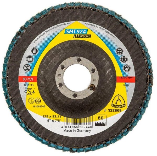 Klingspor SMT 924 Δίσκος Λείανσης 125x22.23mm, Κόκκος 80, Κυρτός