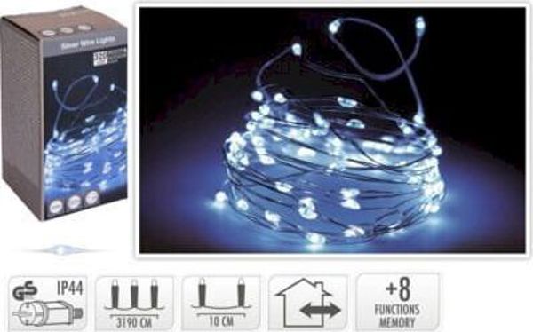 KMTP Χριστουγεννιάτικα Λαμπάκια LED 320 LED Ψυχρό Λευκό, Ασημένιο Σύρμα με Προγραμματιστή