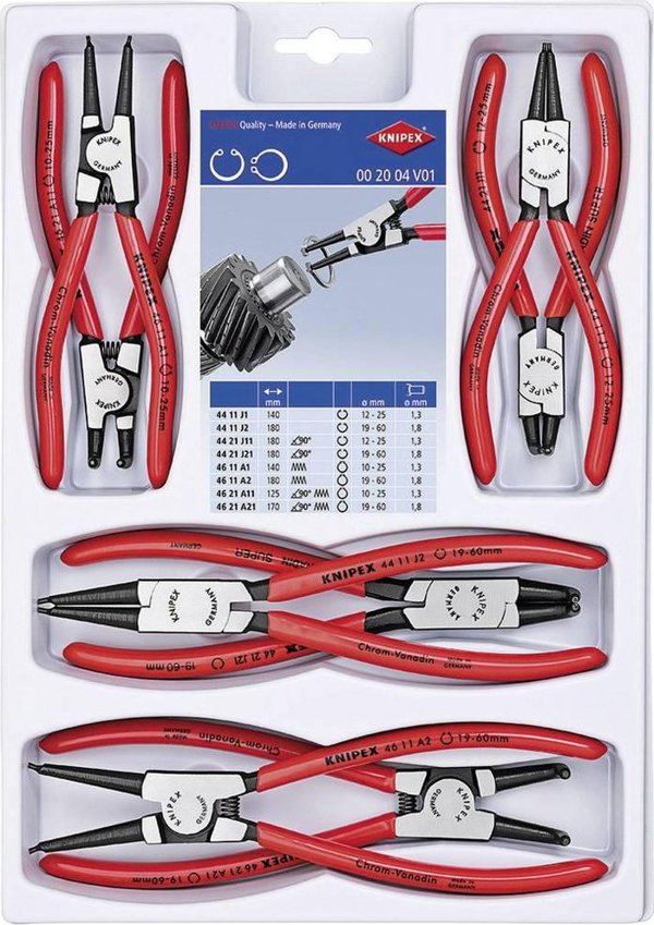 Knipex Σετ Πένσες για Δαχτυλίδια Ασφαλείας (Circlip Pliers), 8 Τεμάχια, 00 20 04 V01