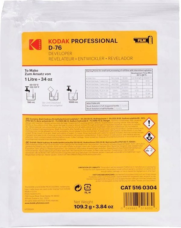 Kodak film developer D-76 1L (powder)