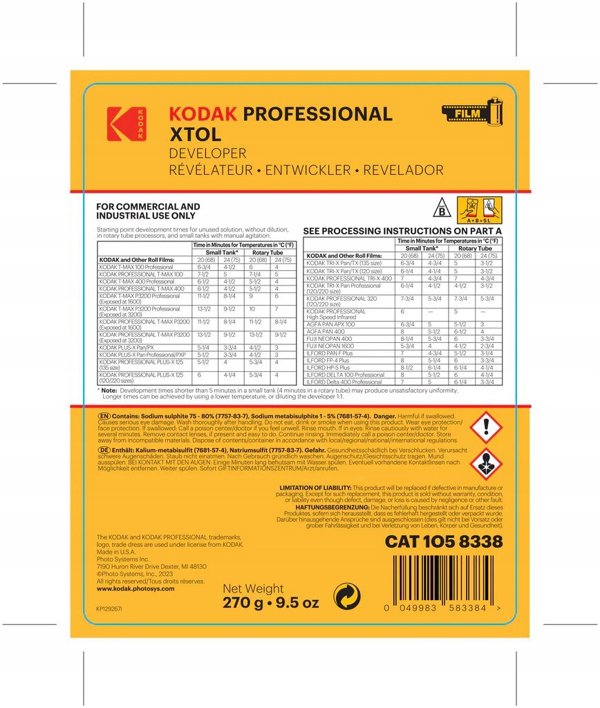 Kodak εμφιαλωτής φιλμ XTOL 5L (σκόνη)