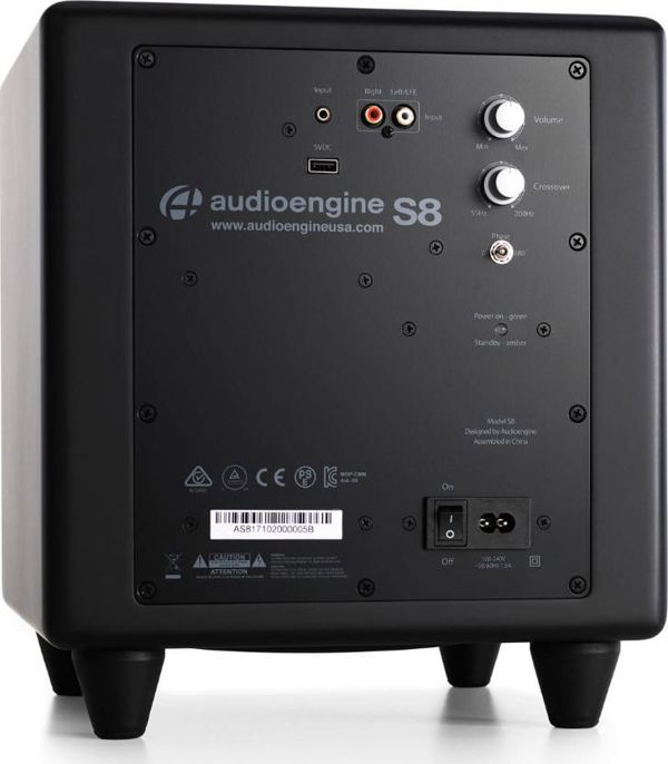 Audioengine S8 Ενεργό Subwoofer 125W, Ράφι, Μαύρο, με RCA Input