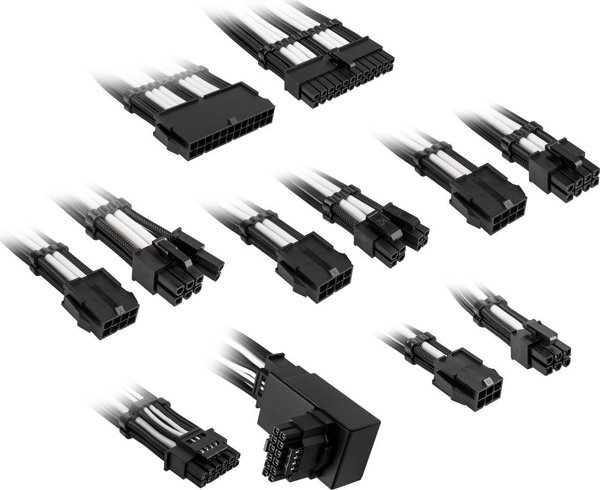 Kolink Kolink Core Pro Braided Cable Extension Kit 12V-2x6 Type 1 - Jet Black/Brilliant White