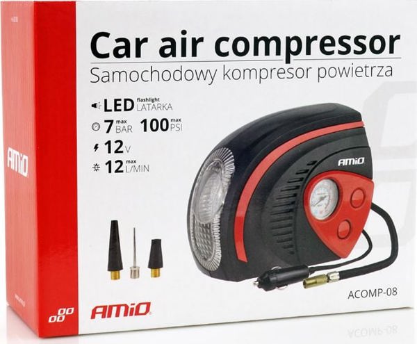 Φορητός αεροσυμπιεστής αυτοκινήτου AMiO Acomp-08 12 V