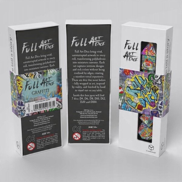 Q-Workshop Σετ Ζαριών Full Art Graffiti Πολυεδρικά Ζάρια για Επιτραπέζια Παιχνίδια RPG