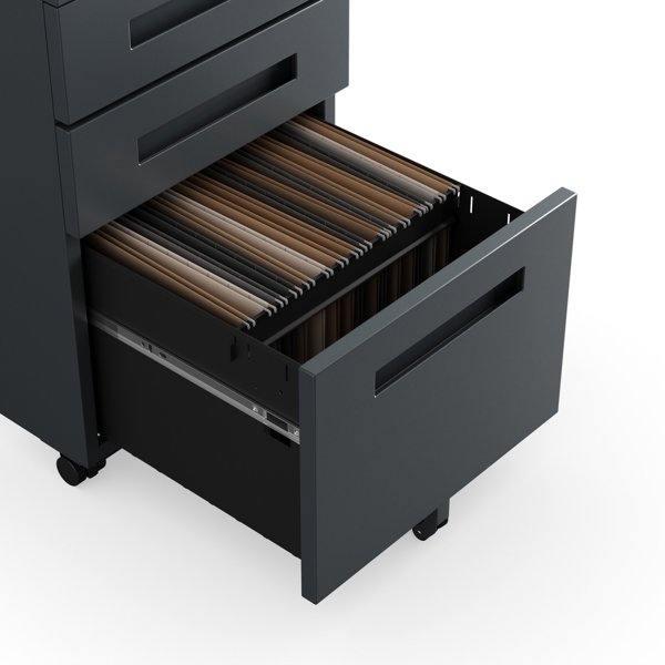 Kontenerek pod biurko KATE 390 x 600 x 500 mm, antracytowy