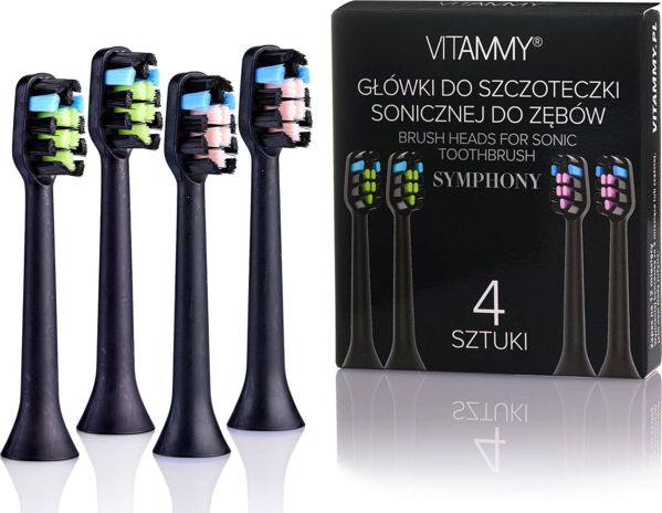 Ανταλλακτική κεφαλή Vitammy για την ηχητική οδοντόβουρτσα Symphony μαύρο 4 τεμ.