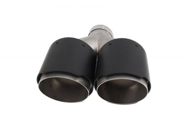 MTuning Άκρο Εξάτμισης Carbon Mat, Διπλή Απόληξη 114mm, Είσοδος 76mm