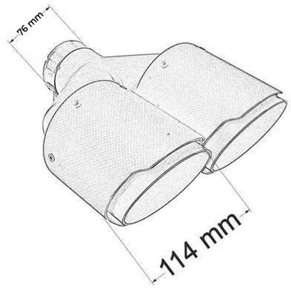 MTuning Άκρο Εξάτμισης Carbon Mat, Διπλή Απόληξη 114mm, Είσοδος 76mm