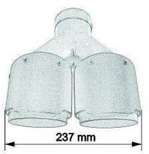 MTuning Άκρο Εξάτμισης Carbon Mat, Διπλή Απόληξη 114mm, Είσοδος 76mm