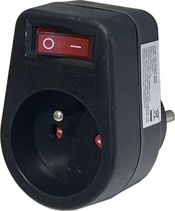 Πολύπριζο Konnoc DX-FZBK-01/01A με 1 υποδοχή και διακόπτη μαύρο
