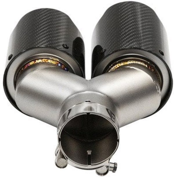 MTuning Άκρο Εξατμιστήρα 101mm x 2, Είσοδος 63mm, Δεξιά, Carbon Gloss