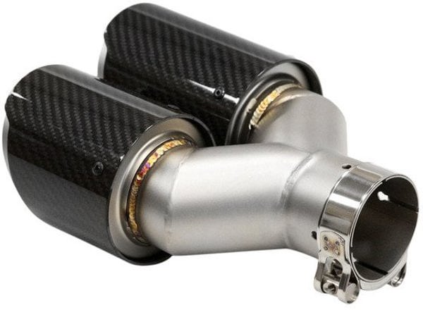 MTuning Άκρο Εξατμιστήρα 101mm x 2, Είσοδος 63mm, Δεξιά, Carbon Gloss