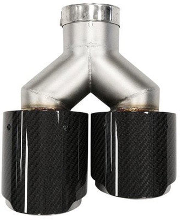 MTuning Άκρο Εξατμιστήρα 101mm x 2, Είσοδος 63mm, Δεξιά, Carbon Gloss