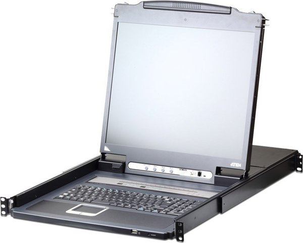 Konsola KVM Aten ATEN KVM 16 port LCD LED 19'' + keyboard + touchpad USB-PS/2, IP Admin - CL5716IN-ATA-AG