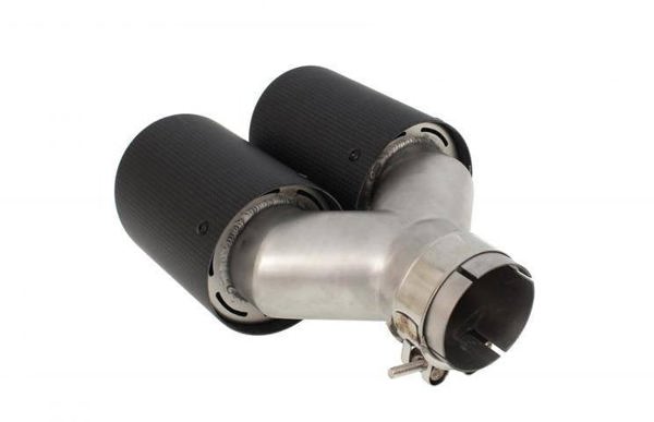 MTuning Ακροφύσιο Εξάτμισης Carbon Matte, Διπλή Έξοδος 101mm, Είσοδος 76mm