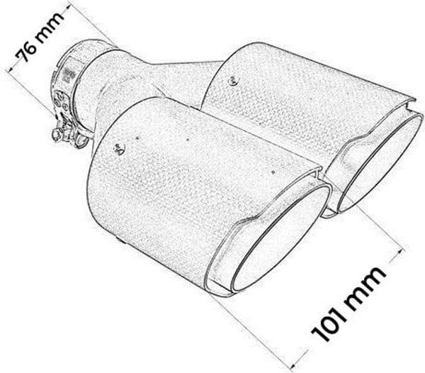MTuning Τελικό Εξατμιστήρα Carbon Mat, 2 Έξοδοι 101mm, Είσοδος 76mm