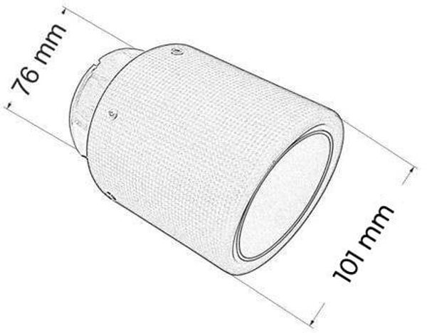 MTuning Ακροφύσιο Εξάτμισης Carbon Mat, Είσοδος 76mm, Έξοδος 101mm