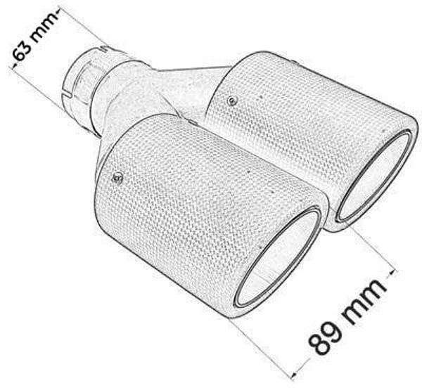 Ακρομπούκο Εξάτμισης MTuning Διπλό Carbon 89mmx2 Είσοδος 63mm Ματ Φινίρισμα