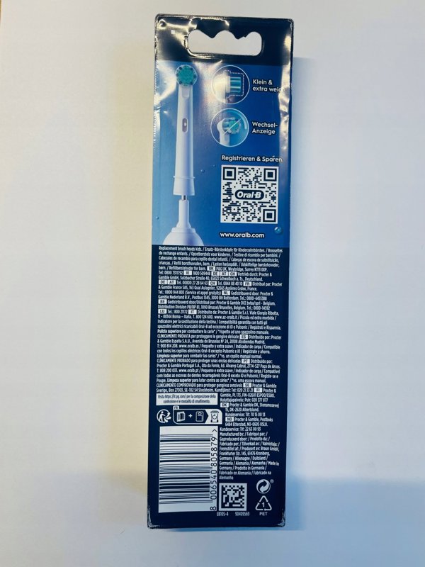 Braun Oral-B Pro Kids Frozen II Ανταλλακτικές Κεφαλές Ηλεκτρικής Οδοντόβουρτσας, 4 Τεμάχια, Λευκές