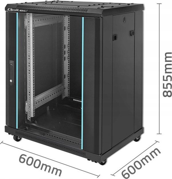 Konica Minolta Szafa RACK Qoltec 19" | 15U | 600 x 600 x 855 | Stalowa obudowa