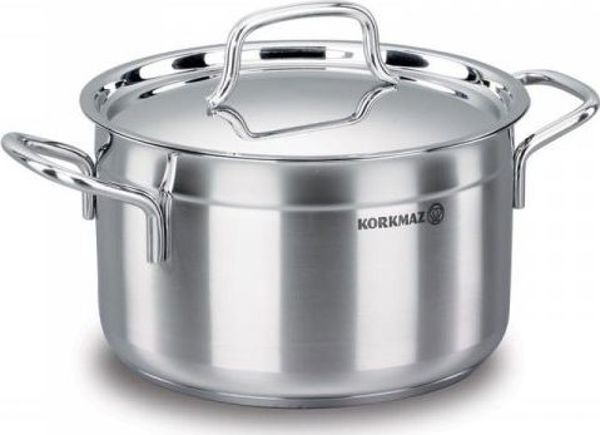 Korkmaz Alfa Ανοξείδωτη Κατσαρόλα 18/10 με Καπάκι 20x11cm 3.5L Ασημί