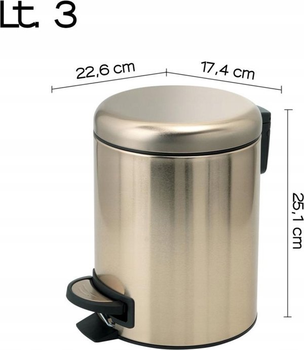 Καλάθι πλυντηρίου Sourcing POTTY PEDAL BIN 3 LT MATT GOLD