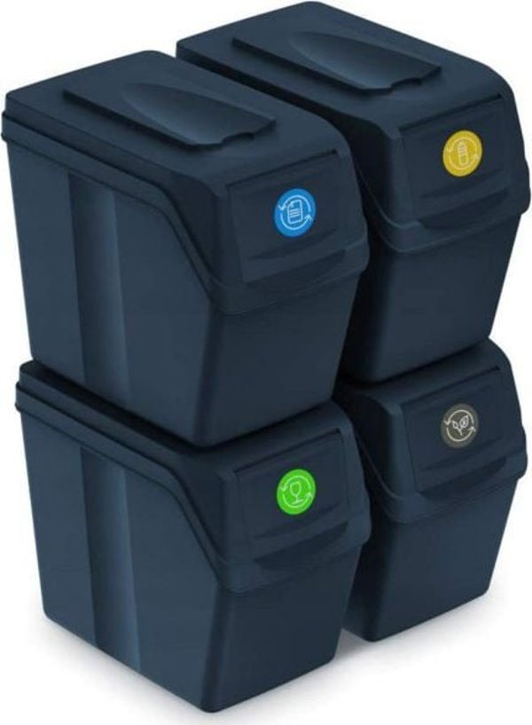 Κάδος Απορριμμάτων Prosperplast Sortibox για Ανακύκλωση 4 x 20L Ανθρακί (ISWB20S4-S433)