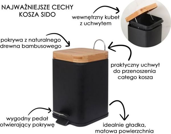 Κάδος απορριμμάτων YokaHome με πεντάλ μαύρος