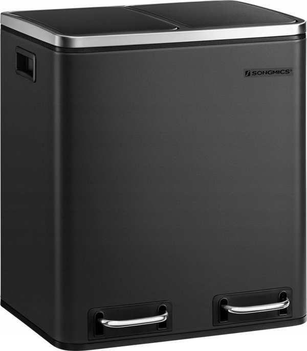 Songmics Κάδος Απορριμμάτων Κουζίνας Διπλός 2x15L, Ατσάλινος με Σύστημα Soft-Close, Χειρολαβές και Αποσπώμενους Κάδους 14269843