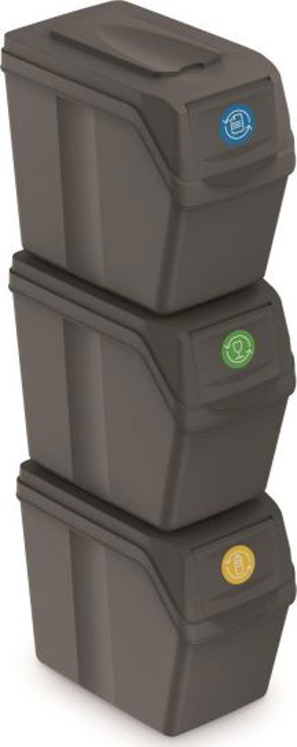Κάδος απορριμμάτων PROSPERPLAST Sortibox για διαλογή 3 x 20L γκρι (CEN-68347)