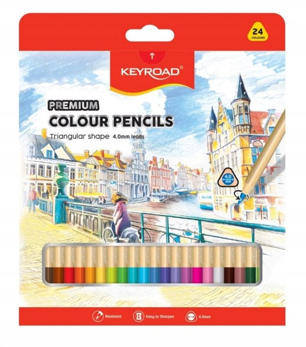 Μολύβια KEYROAD, τριγωνικά, 4mm, 24 τεμ., μίξη χρωμάτων