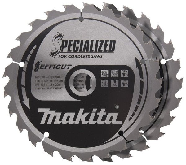 Kreissägeblatt EFFICUT B-62985-2, Ø 165mm, 25Z(2 Stück, Bohrung 20mm, für Akku-Sägen)