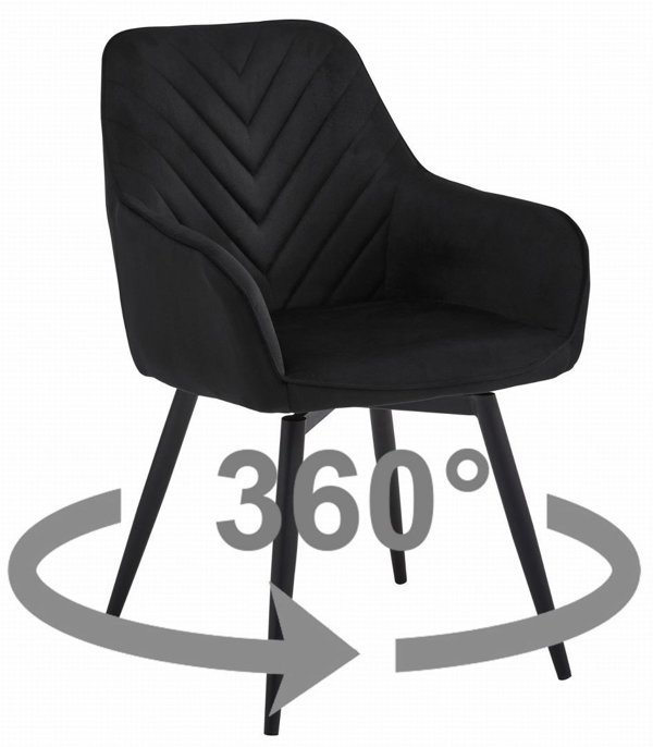 Καρέκλα NANA360 - μαύρο βελούδο / μαύρα πόδια x 1