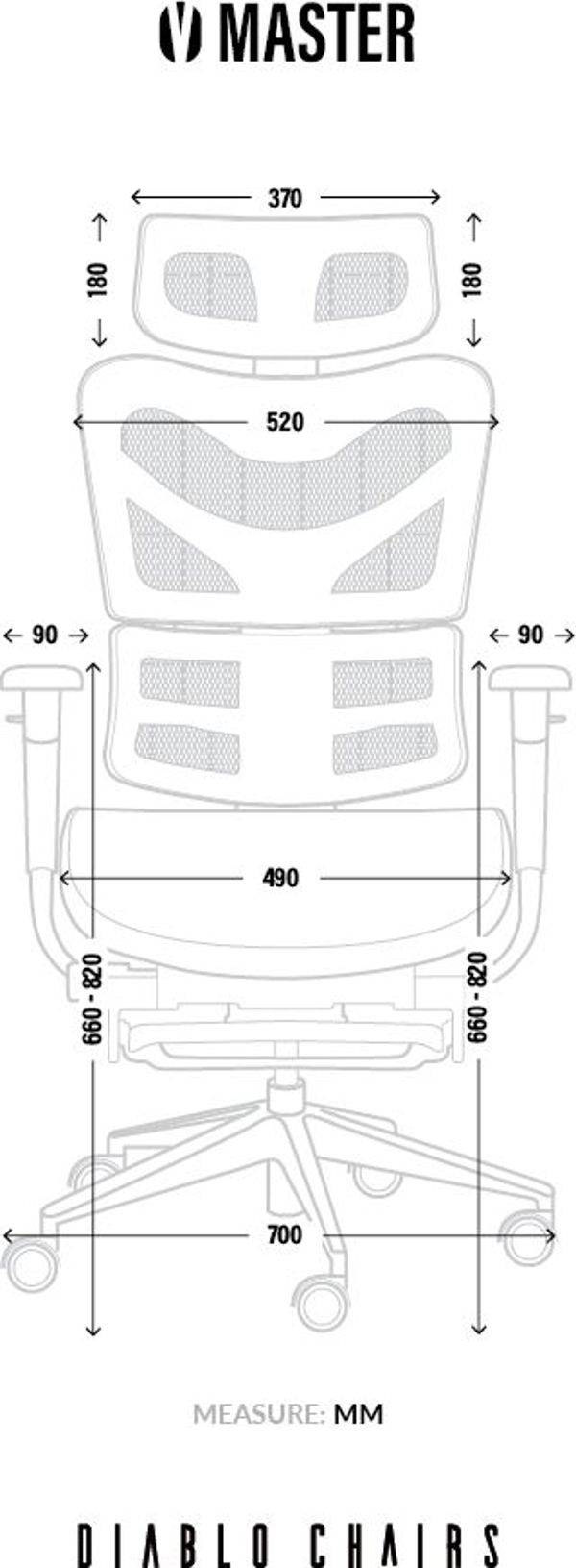 Γραφείο Καρέκλα Diablo Chairs V-Master Μαύρη
