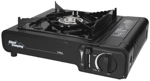 Φορητή Εστία Camping Alpen, Ισχύς 2.0 kW, Κατανάλωση Αερίου 146g/h, Πιεζοηλεκτρικός Αναπτήρας, TYROL