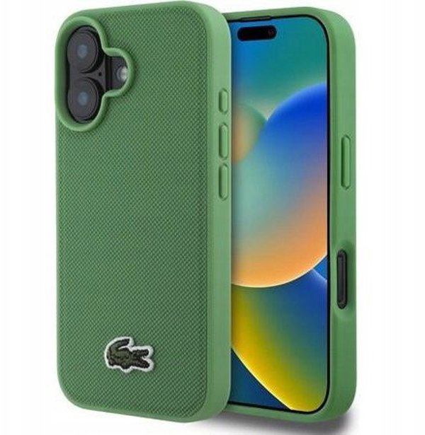 Lacoste Hard Cover Iconic Petit Pique Woven Logo MagSafe Green, for iPhone 16 Plus, LCHMP16MPVCN