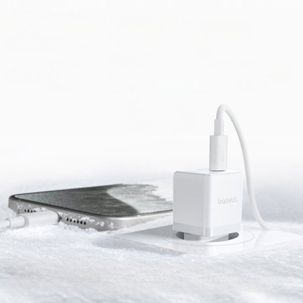 Φορτιστής τοίχου Baseus Palm 30W USB-A, USB-C λευκός